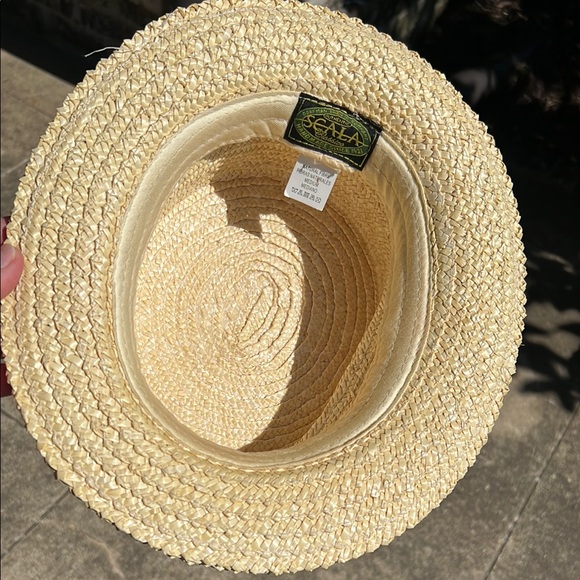 SCALA Straw Boater Hat with Red and Blue Ribbon - Picture 11 of 15